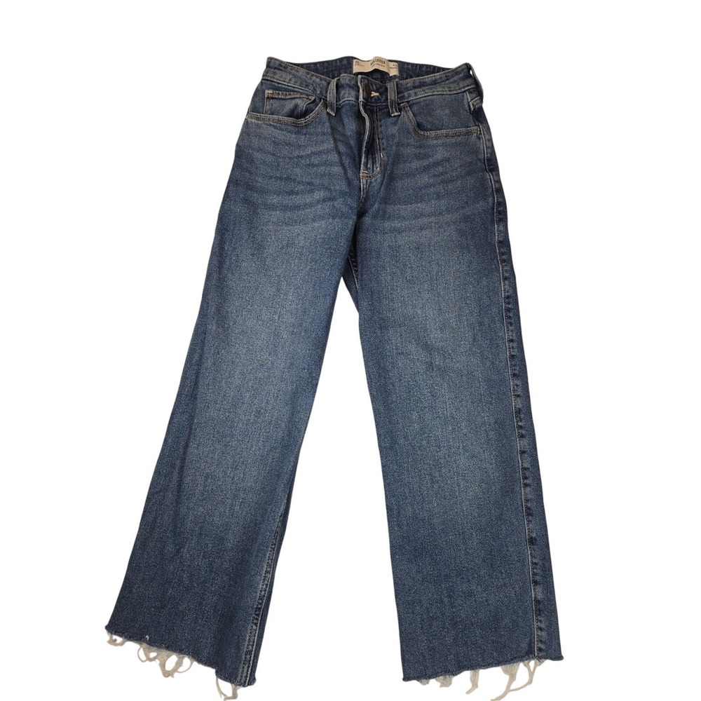 Hollister High-Rise Dad Jeans Size W24 (00R) Regular Wide Leg Modern Preppy Jean
